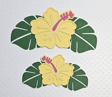 Hawaiian Hibuscus Flower Yellow Set Of 2. Scrapbook, Card making Paper Piecing