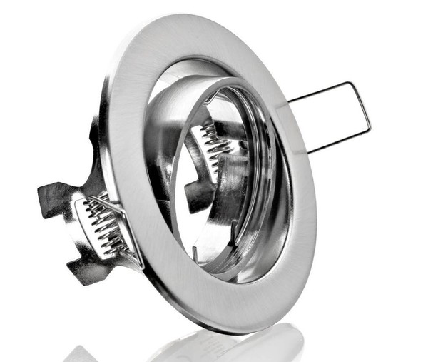 23X Einbaustrahler Rahmen Schwenkbar + Fassung GU10 Eisen GebüRstet Metall #3333-image