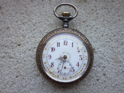 OROLOGIO DA TASCA ACIER MOVIMENTO MECCANICO MANUALE CIPOLLA TASCHINO ANTICO 