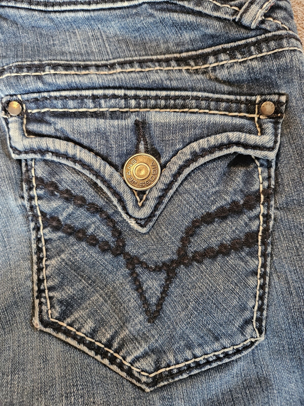 RARE! Womens Vigoss Jeans Size 27 (3/4)! Black and White Thick Stitching!