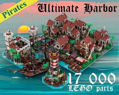 Caribbean MOC-129113 Ultimate Pirate Harbor Building Block Set Medieval Town