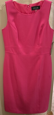Black Label Evan Picone Pink Sleeveless Zipper Back Sheath Dress Back Slit Sz 8