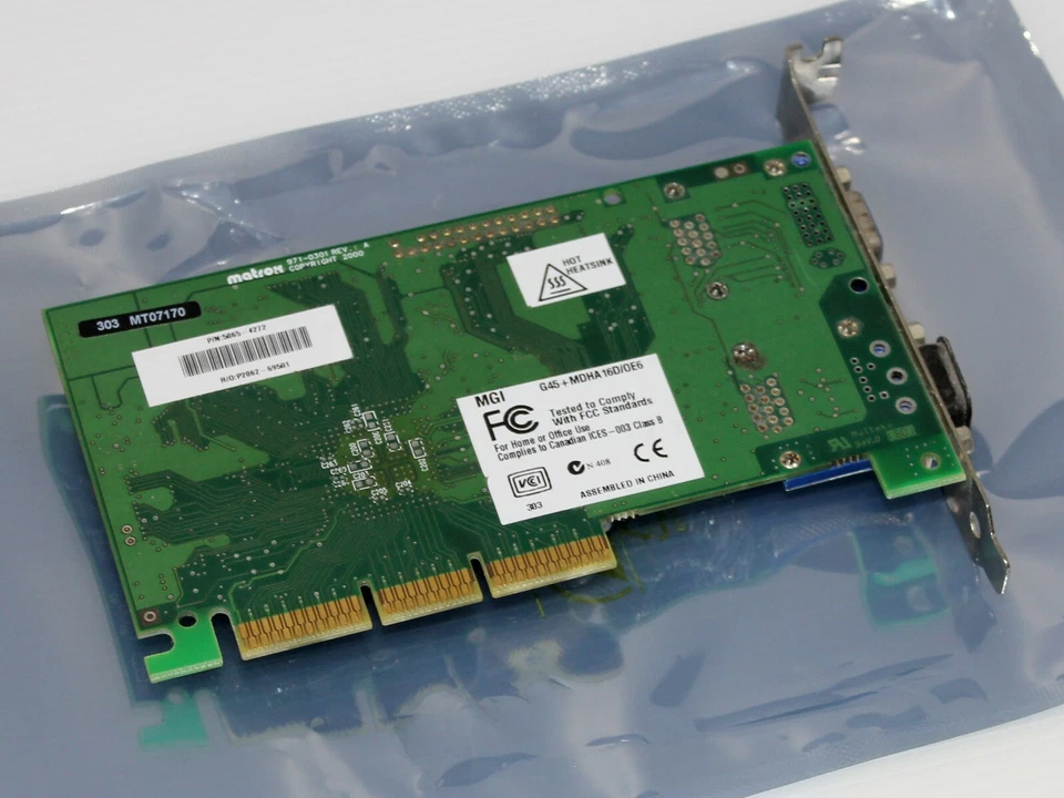 Matrox Millenium G450 DUAL HEAD, 16MB, 64 BIT, AGP 2x/4x, G45-MDHA16D/OE6 WORKIN - Image 3 of 4
