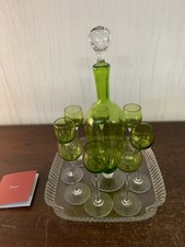 Baccarat Green Crystal Liqueur Service  Price For The Set 