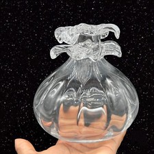 Clear Art Glass Vase Flower Ruffles Top Round Vase Vintage 6  T 3.75  W