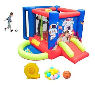 Inflatable Bounce House with Slide, Jumping Castle with Blower for Kids Play 