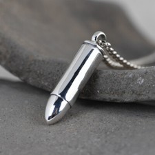 Bullet Canister Capsule Memorial Keepsake Pendant Cremation Ash Urn Necklace