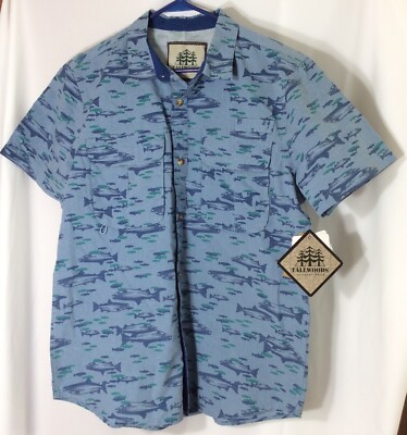 *NWT* Tallwoods Fish Print SIZE L Men's Fishing Outdoor Shirt UPF 30 Vented Back