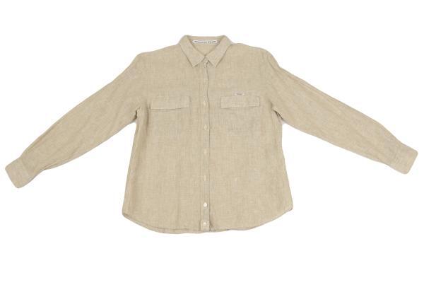 トップス Inconnu Mademoiselle NON NON Linen Cotton Flap Pocket Shirt Size M(K