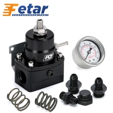 Adjustable EFI Fuel Pressure Regulator Bypass Gauge Set AN6 Feed AN6 Return Line