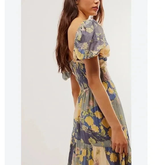 NEW, Free People Sundrenched Short Sleeve Maxi Dress in multi SZ XL #MD862 - Image 4 of 4