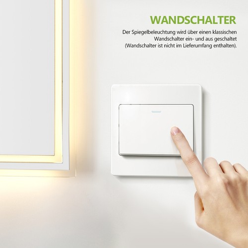 LED Badspiegel mit Beleuchtung Bluetooth Uhr Beschlagfrei Dimmbar Lichtspiegel - Bild 13 von 143
