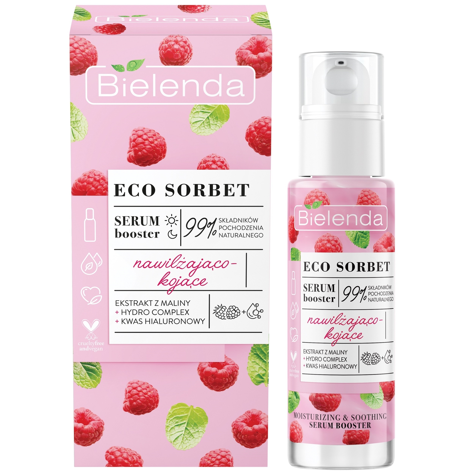 Bielenda Eco Sorbet VEGAN Raspberry Moisturising and Soothing Serum Booster 30ml