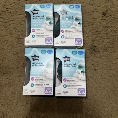 NEW Tommee Tippee Baby Bottles W/ Slow Flow Advanced Anti Colic 0m+ , 5 oz. 4PK