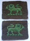 Pair of Herefordshire Regiment WW2 cloth formation signs Patches. Very Scarce