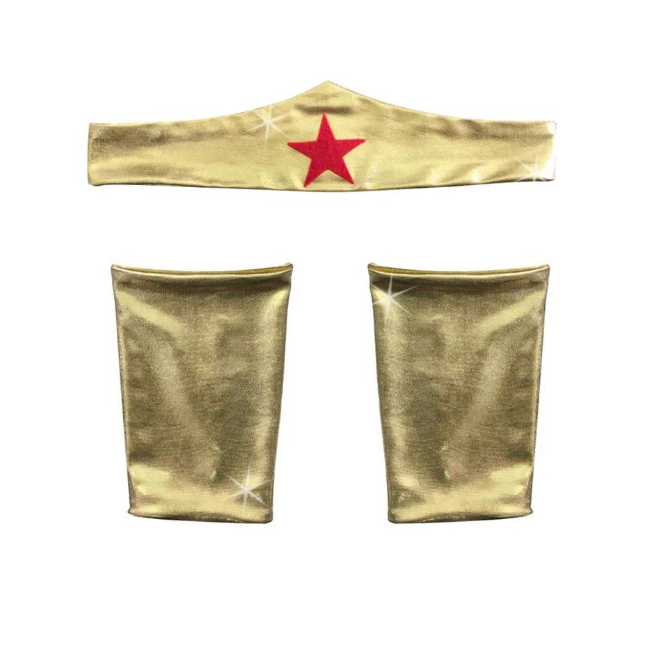 GIRLS Wonder Costume Superhero Tiara HEADBAND GAUNTLET CUFF Fancy Dress - Image 3 of 4