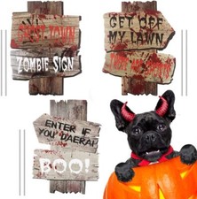 3pcs Halloween Decorations Outdoor Yard Signs with Stakes Beware Warning Scary