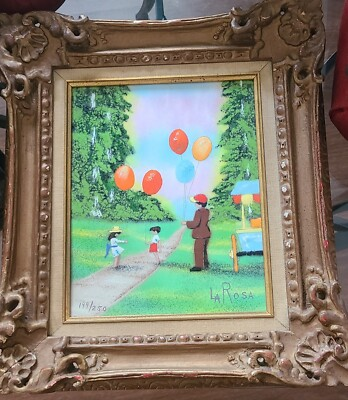 #ad #ad Pauline LaRosa The Balloon Man Enamel Painting on Copper Plate $199.99