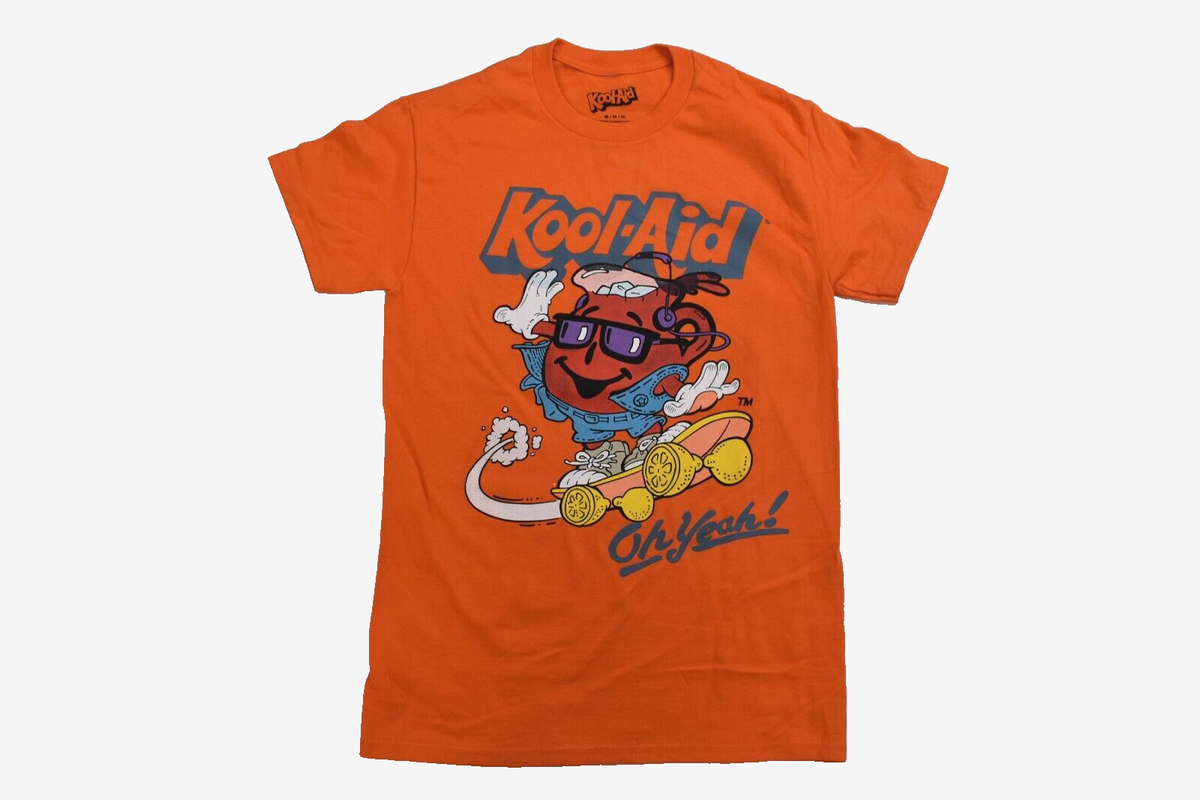 Kool-Aid Mens Kool-Aid Man on Skateboard Oh Yeah! Funny Orange