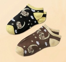 2 X ladies Girls sloth themed ankle socks Trainer UK Size 4-6 Gift