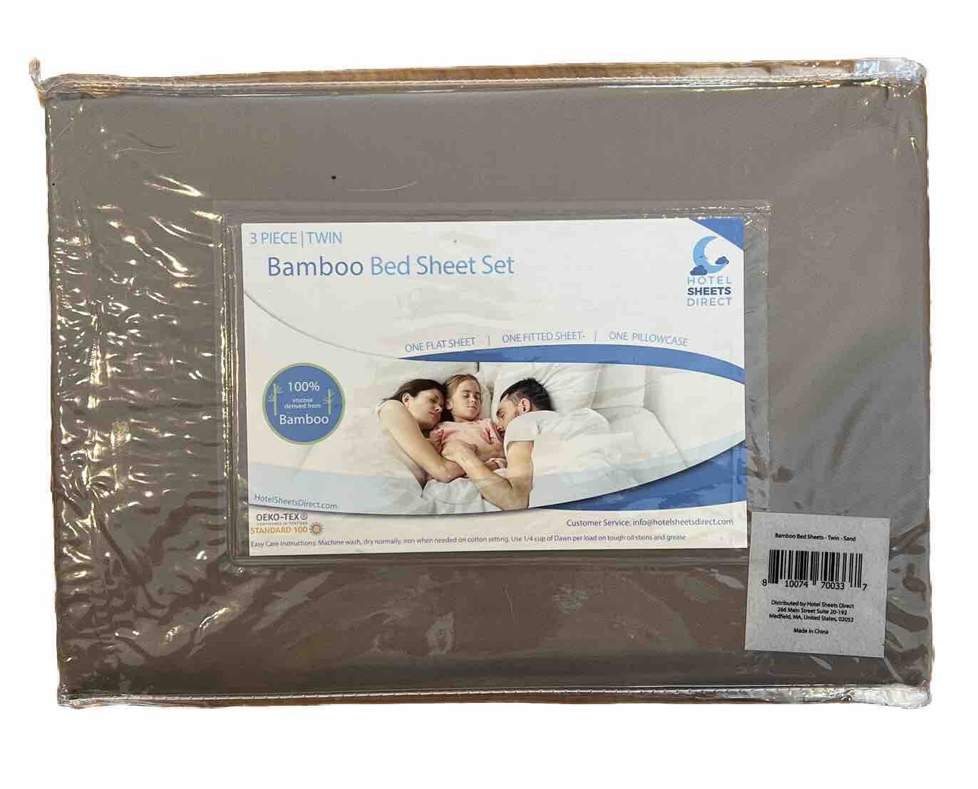 Hotel Sheets Direct Bamboo 3 PC Set Twin Flat, Fitted & Pillowcase