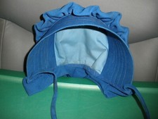 Authentic Lancaster County Amish Mennonite Child Girls Bonnet Blue Hat Ties 9"