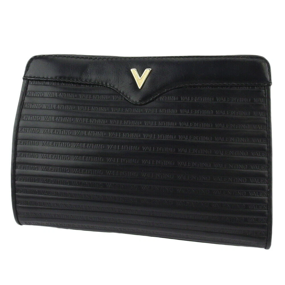 MARIO VALENTINO clutch bag V mark Leather Authentic L3322