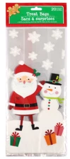 CHRISTMAS CELLO PARTY GIFT BAGS 20 Count TREAT BAGS w/ Ties ~ Snowman & Santa