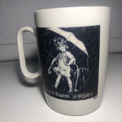 Vintage MORTON SALT 1941 Advertising Logo Coffee Mug When It Rains It Pours  | eBay