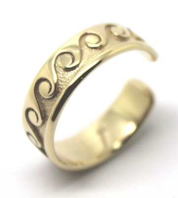 Genuine Full Solid 9ct Yellow or Rose or White Gold Surf Wave Toe Ring