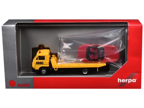 Flatbed Tow Truck "ADAC" Yellow and BMW Z4 Convertible Red Set carz 1/87 - Picture 3 of 3