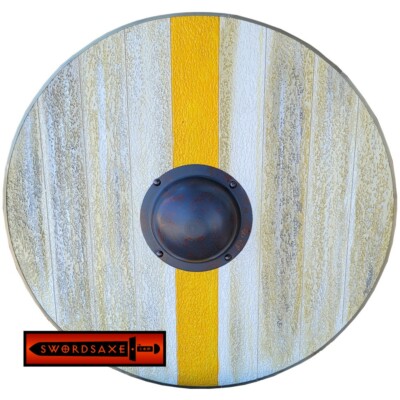 Historical Ragnar Lodbrok Viking Shield Medieval Norse Wooden Plank Strip Yellow