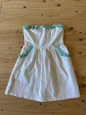 Urban Outfitters Cope Teal Sleeveless Mini Dress Womens 6 Linen Blend Smocked