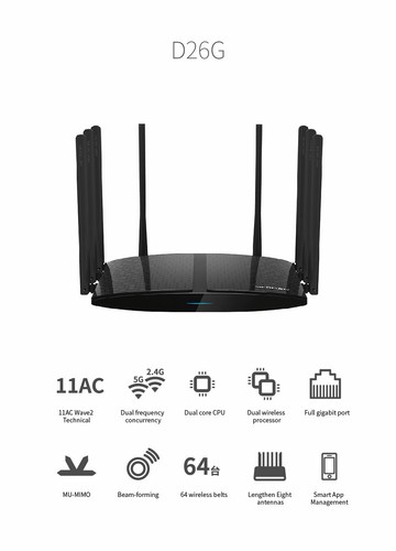 Wi-Fi Router AC2600 (MU-MIMO + Beamforming + VPN) CHINESE Language OS/Interface - Picture 3 of 4