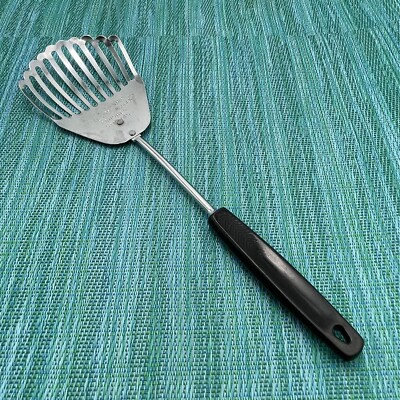 Foley KITCHAMAJIG Slotted Spoon Strains Whips Mixes Utensil Vtg Black Handle USA