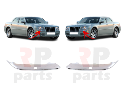 For 2005-2010 Chrysler 300 Bumper Trim Front Chrome SET