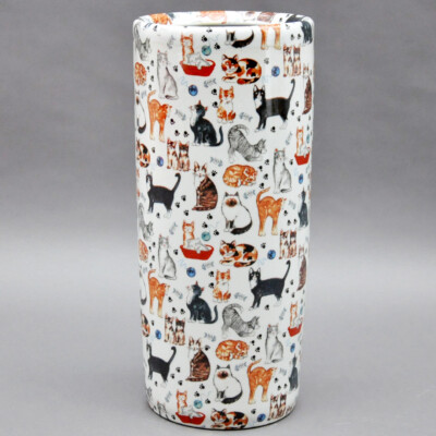 Keramik Regenschirm Rollständer Katzenmotiv Gehstockhalter Kunstblumenvase 