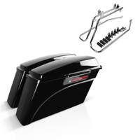 Set Mit Seitenkoffer Und KofferträGer CR FüR Harley Davidson Softail Blackline 1