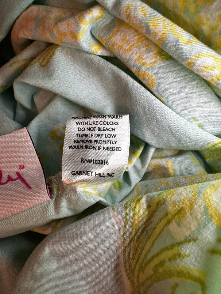 Hill Lilly Pulitzer Sister Florals Duvet Cover Teal Blue Yellow