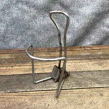 Vintage Steel Water Bottle Cage Clamp On Chrome Bicycle Road Holder Patina