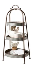 Colonial Tin Works 3-Tier Galvanized Steel Round Display Stand 11.5 in W x 29...