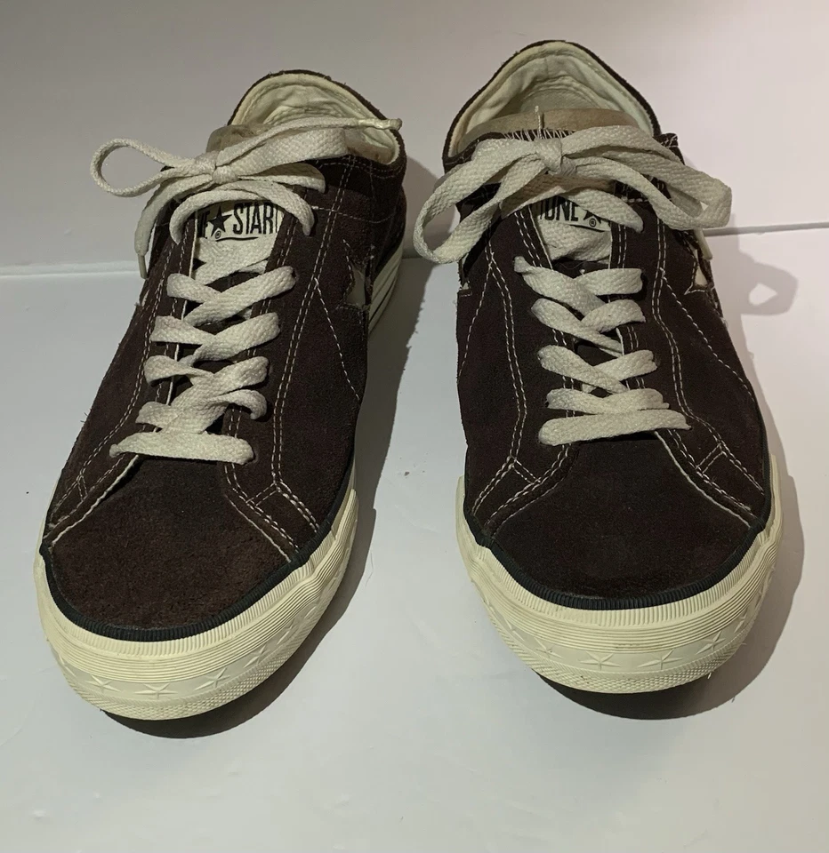 Zapatos de caña baja de cuero/gamuza marrón Converse One Star vintage de 10, para hombre 8 Foto 2 de 4