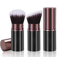 2 Pack Retractable Kabuki Makeup Brush Travel Face Powde Brush Set for Blending