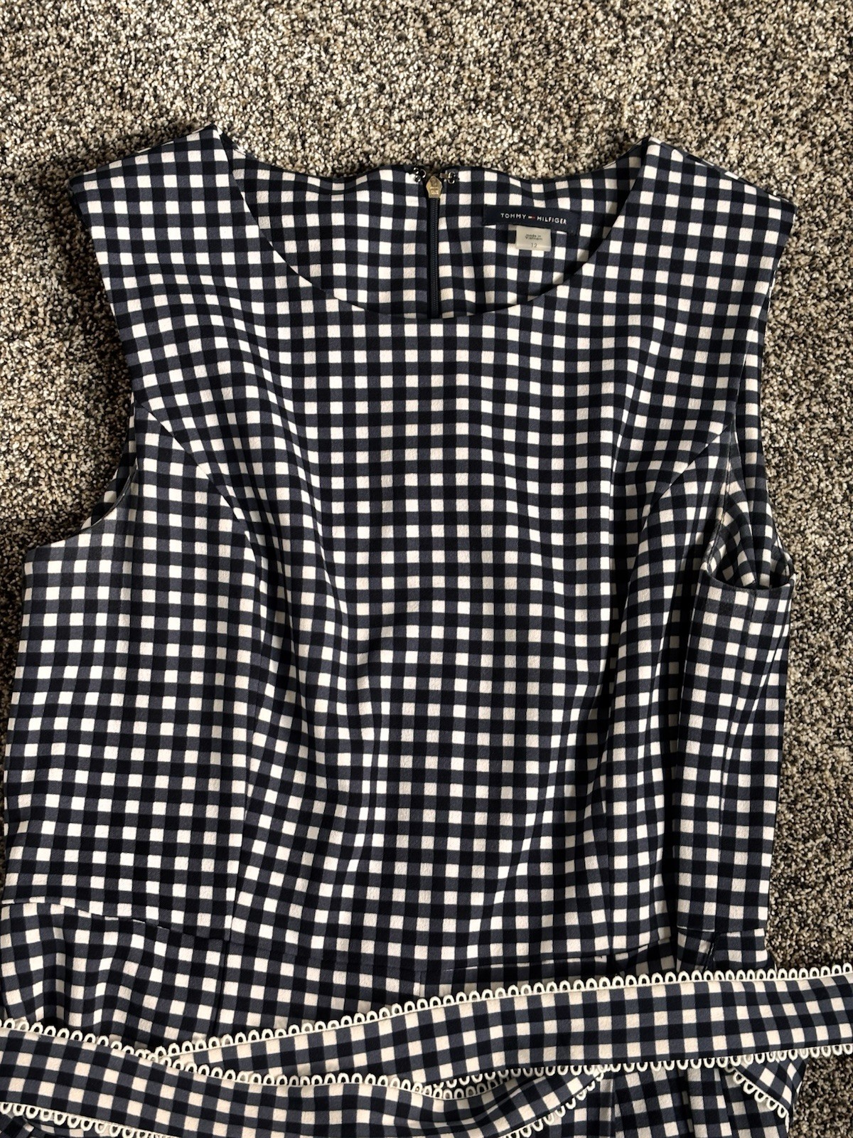 tommy hilfiger Jumpsuit cropped wide leg blue & White plaid belted sleeveless 12 thumbnail 11