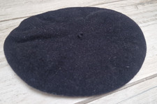 Vintage French Biarritz Foulard De Luxe Black Wool Beret Pure Laine France