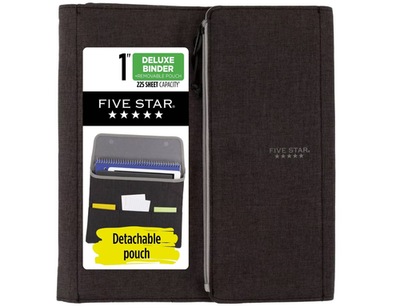 #ad #ad Five Star Deluxe 1quot; Zipper Binder 3 Ring 8 Pockets 225 Sheet Black Gray $23.00