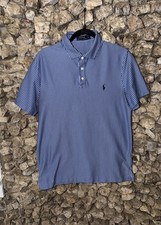 Polo Ralph Lauren Men's Striped Blue White Short Sleeve Polo Shirt Size L