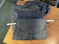 Levis 550 Relaxed Fit Distressed Jeans Mens Blue Dark Wash Cotton Size 31x32