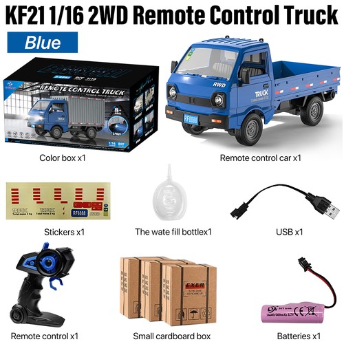 Coche camión KF21 RC camioneta 1:16 2,4 GHz camioneta 2x2 con luces LED control remoto - Imagen 9 de 13