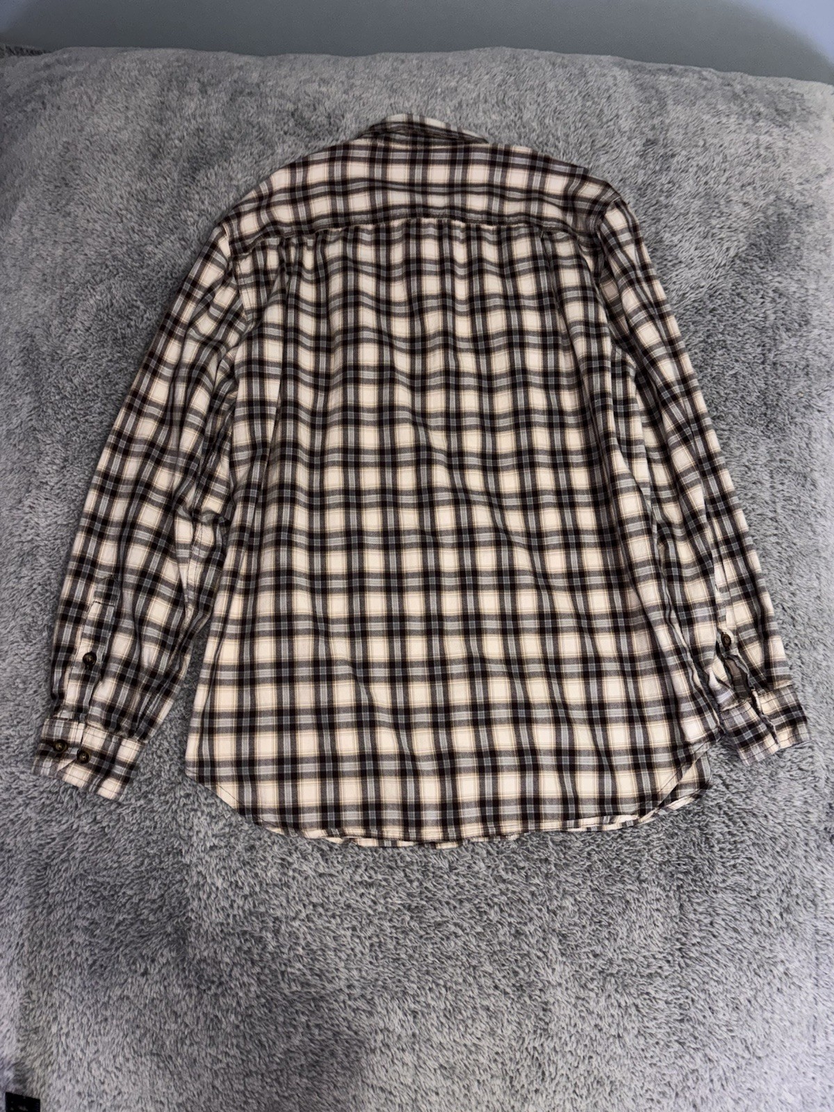 Carhartt Men's Relaxed Fit Plaid Button-Down Shirt Brown Cream Blue Size M thumbnail 10